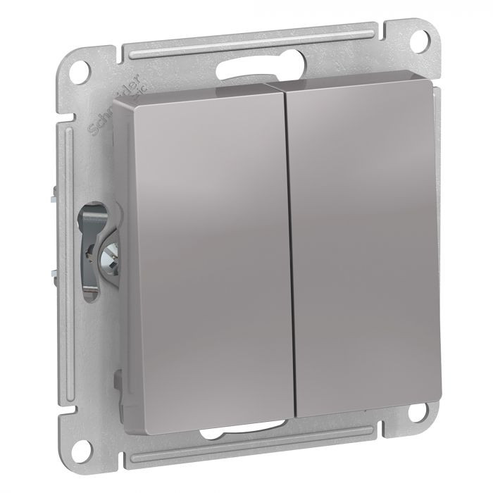 Переключатель двухклавишный Schneider Electric Atlas Design алюминий