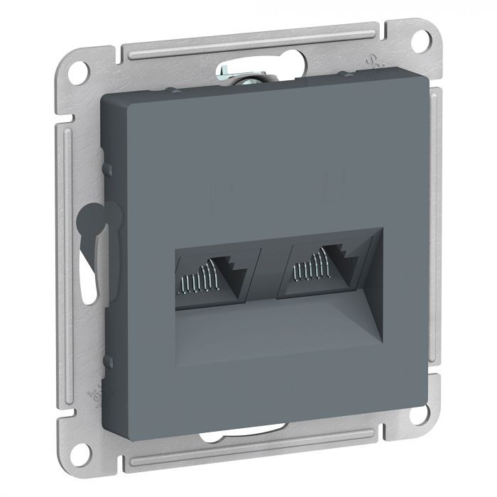 Розетка двойная Schneider Atlas Design RJ-45 кат. 5е, грифель