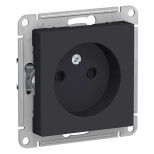 Розетка силовая Schneider Electric Atlas Design со шторками, без заземления, карбон