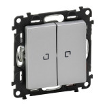 Выключатель двухклавишный Legrand Valena Life с подсветкой, алюминий 752628