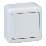 Выключатель двухклавишный Legrand Quteo белый IP44 782302
