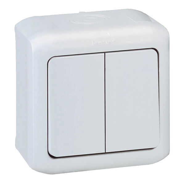 Выключатель двухклавишный Legrand Quteo белый IP44 782302