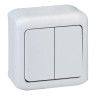 Выключатель двухклавишный Legrand Quteo белый IP44 782302
