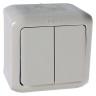 Выключатель двухклавишный Legrand Quteo серый IP44 782332