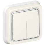 Переключатель двухклавишный Legrand Plexo IP55 в сборе, белый 069855