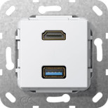 Розетка двойная HDMI-USB 3.0 A Gira System 55 чисто-белый глянцевый 567803