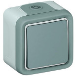 Выключатель кнопочный Legrand Plexo IP55 Н.О. в сборе, серый 069721