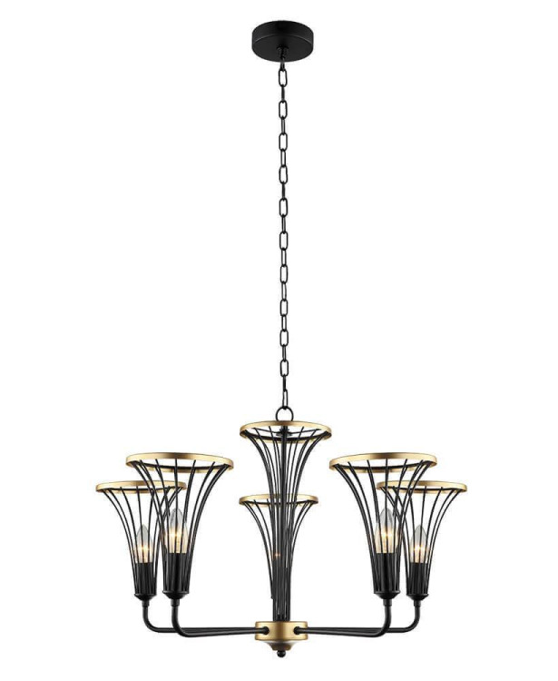 Подвесная люстра Lumien Hall Ивес 4017/5P-BK-GD