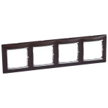 Рамка Legrand Valena Classic на 4 поста, темное дерево/серебряный штрих 770374