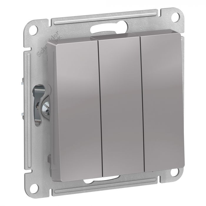 Выключатель трехклавишный Schneider Electric Atlas Design алюминий