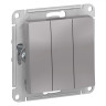 Выключатель трехклавишный Schneider Electric Atlas Design алюминий