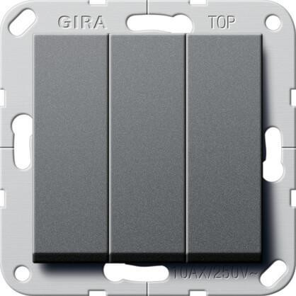 Переключатель трехклавишный Gira System 55 антрацит 283228