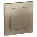 Выключатель одноклавишный Schneider Electric Atlas Design в сборе с рамкой, шампань