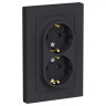 Розетка двойная Schneider Electric Atlas Design в сборе, карбон