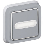 Выключатель кнопочный Legrand Plexo IP55 Н.О.+Н.З. с подсветкой и держателем этикетки, в сборе, серый 069824