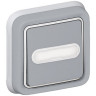 Выключатель кнопочный Legrand Plexo IP55 Н.О.+Н.З. с подсветкой и держателем этикетки, в сборе, серый 069824