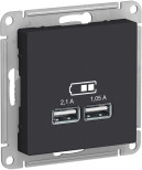 Зарядное устройство USB Schneider Electric Atlas Design карбон