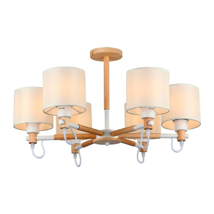 Потолочная люстра IMEX MD.19107-6-S-WOOD+WH Потолочная люстра IMEX MD.19107-6-S-WOOD+WH
