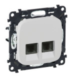 Розетка телефонная Legrand Valena Allure RJ-11, 2 выхода, жемчуг 753039+755429
