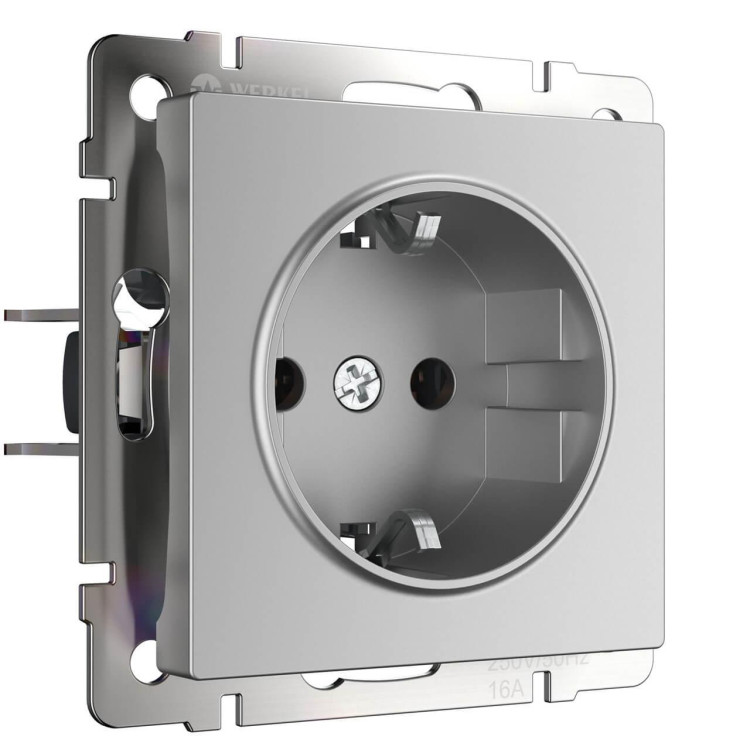 Розетка с заземлением Werkel серебряный W1171006 4690389156410 Розетка с заземлением Werkel серебряный W1171006 4690389156410