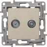 Розетка TV-SAT Legrand Etika двухкабельная, слоновая кость 672357