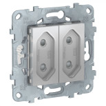 Розетка силовая Schneider Electric Unica New 2х2К на 2 модуля, алюминий