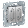 Розетка силовая Schneider Electric Unica New 2х2К на 2 модуля, алюминий