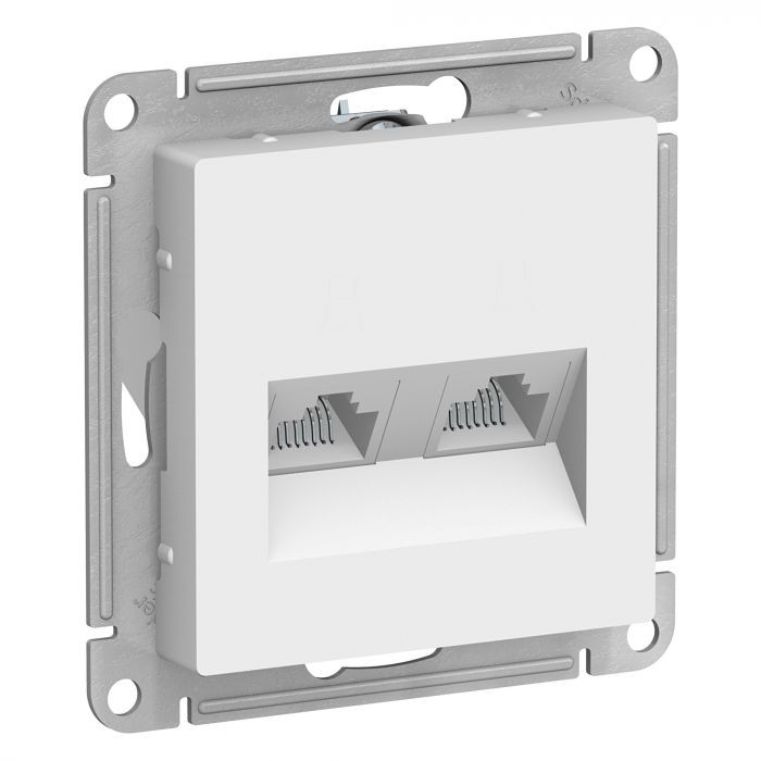 Розетка двойная Schneider Atlas Design RJ-45 кат. 5е, белая