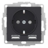 Розетка силовая+USB Schneider Electric Atlas Design карбон