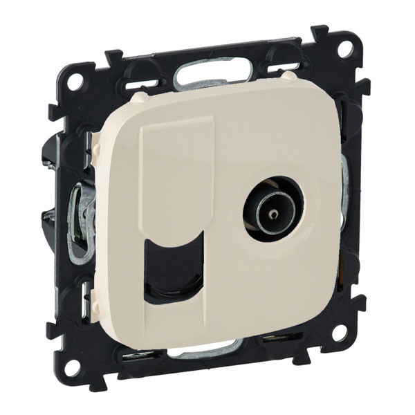 Розетка TV+RJ-45 Legrand Valena Allure слоновая кость 753055+754836
