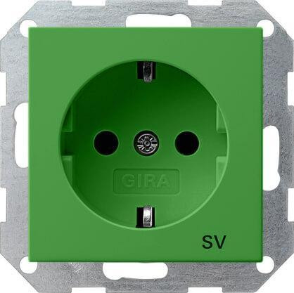 Розетка Gira System 55 Schuko SV с/з 16A 250V безвинтовой зажим зеленый 045502