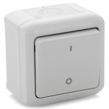 Выключатель одноклавишный Legrand Quteo двухполюсный, серый IP44 782339