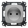 Розетка силовая Legrand Valena Allure 2K со шторками, алюминий 753016+754977