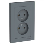 Розетка двойная Schneider Electric Atlas Design без заземления, в сборе, грифель