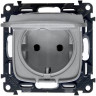 Розетка силовая Legrand Valena Allure 2K+3 с крышкой, алюминий 753021+754847