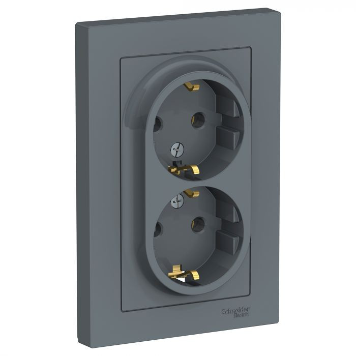 Розетка двойная Schneider Electric Atlas Design в сборе, грифель