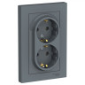Розетка двойная Schneider Electric Atlas Design в сборе, грифель