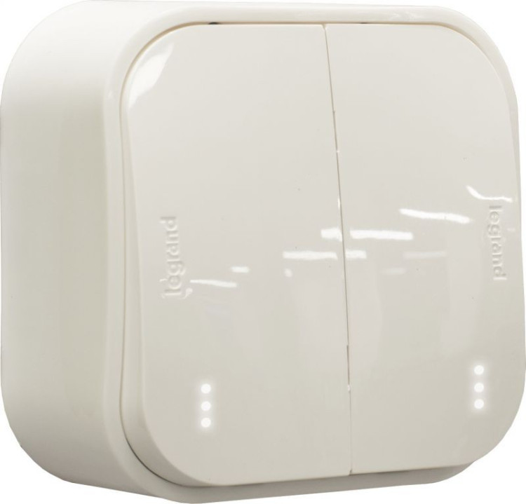 Выключатель двухклавишный Legrand Quteo с подсветкой, белый 782202+782257+782257