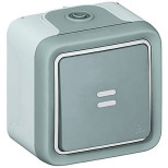 Переключатель Legrand Plexo IP55 с индикацией, в сборе, серый 069712