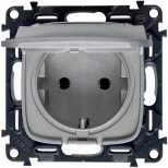 Розетка силовая Legrand Valena Allure 2K+3 с крышкой, со шторками, на винтах, алюминий 753029+754847