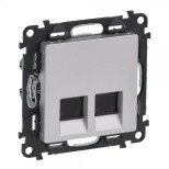 Розетка RJ-45 Legrand Valena Life двойная, cat. 5e, до 100 Мб/с, алюминий 753641
