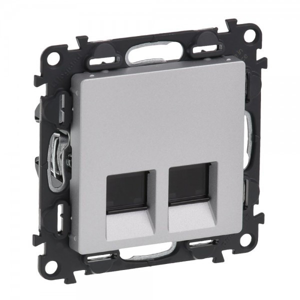 Розетка RJ-45 Legrand Valena Life двойная, cat. 5e, до 100 Мб/с, алюминий 753641