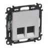 Розетка RJ-45 Legrand Valena Life двойная, cat. 5e, до 100 Мб/с, алюминий 753641
