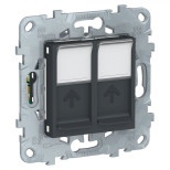 Розетка двойная Schneider Electric Unica New RJ-45 кат. 5е, антрацит
