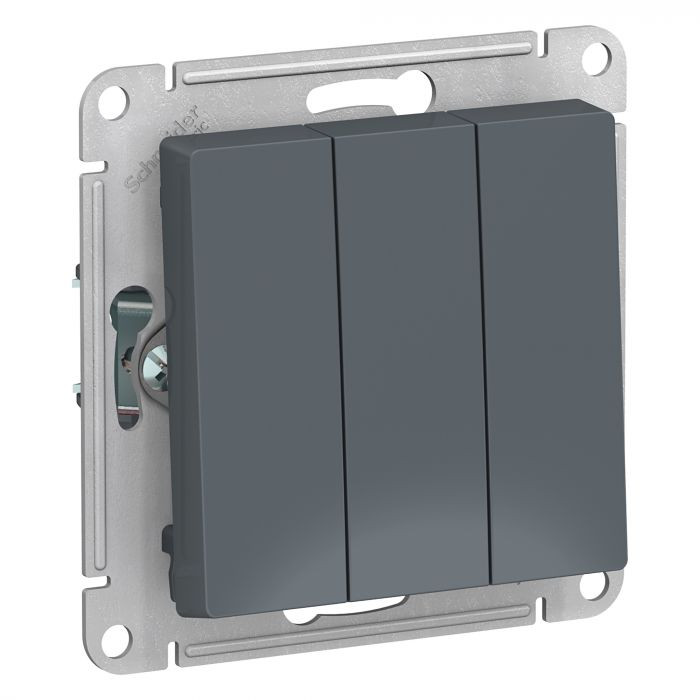 Выключатель трехклавишный Schneider Electric Atlas Design грифель