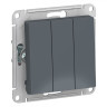 Выключатель трехклавишный Schneider Electric Atlas Design грифель