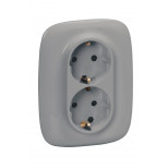 Розетка двойная Legrand Valena Allure 2x2K+3 алюминий 753027+754957