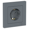 Розетка силовая Schneider Electric Atlas Design со шторками, в сборе, грифель