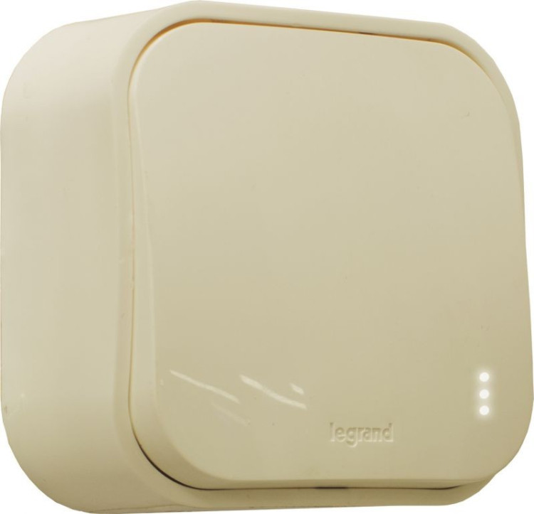 Переключатель одноклавишный Legrand Quteo с подсветкой, слоновая кость 782234+782257
