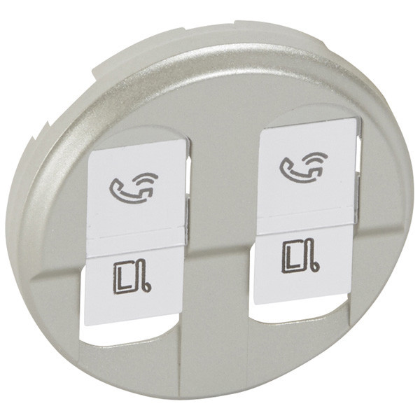 Лицевая панель Legrand Celiane для двойных розеток RJ-45, титан 068552